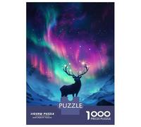 Puzzle De 1000 Pièces Magical Aurora Deer Nature Puzzle Adulte Jeu Familial Décoration Parfaite Cadeaux Uniques d'anniversaire Et De Noël 52x38cm/1000pcs