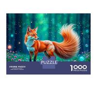 Puzzle De 1000 Pièces Magical Fox in Fantasy Forest Puzzle Adulte Jeu Familial Décoration Parfaite Cadeaux Uniques d'anniversaire Et De Noël 52x38cm/1000pcs