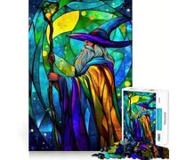 Puzzle de 1000 pièces Magicien des vitraux pour Adolescents Jeu de réflexion Amusant et décontracté, Design élégant, Cadeau 50x75cm