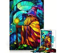Puzzle de 1000 pièces Magicien des vitraux pour Adultes, Jeu Stimulant pour Le Cerveau, Jeu de Groupe, découpe Nette, Joli Cadeau 38x52cm