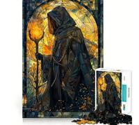 Puzzle de 1000 pièces Magicien du Feu pour Adolescents, thème vitrail, idéal pour stimuler la mémoire et se détendre Finitions précises Un Cadeau Exceptionnel 38x52cm
