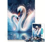 Puzzle de 1000 pièces - Magnifique cygne - Coupe précise - Amusant à penser - Déclenche le temps - Superbe élément de décoration de Noël pour la maison (38 x 26 cm)