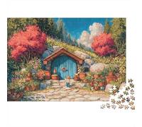 Puzzle de 1000 pièces « Maison de Hobbit et Jardin » (70 x 50 cm) - Jeu éducatif pour Adultes - Décoration intérieure - Idéal comme Cadeau d'anniversaire Stimulant.