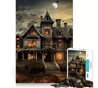 Puzzle de 1000 pièces Maison hantée effrayante pour Adultes et Adolescents Un pour se ressourcer, se détendre et s’évader grâce à sa découpe Lisse (38x26cm)