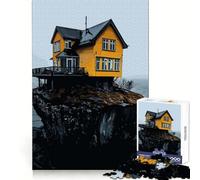 Puzzle de 1000 pièces Maison Jaune sur Une Falaise pour Adolescents entraînement Intelligent, Passe-Temps agréable, découpe Impeccable, Surprise d'anniversaire (38x26cm)