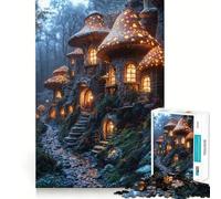 Puzzle de 1000 pièces Maisons Champignons dans la forêt pour Adolescents, idéal pour développer la mémoire, se détendre et s'amuser (38x26cm) Un Cadeau Classique et apaisant