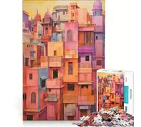 Puzzle de 1000 pièces Maisons de Ville voisines Jeu Manuel Cadeau d'anniversaire présent Unique pour Un Anniversaire ou Noël 38x26cm