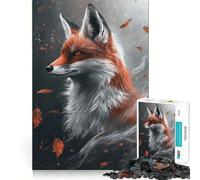 Puzzle de 1000 pièces « Majesté du Renard d'automne » Découpe précise,Casse-tête Artistique,Cadeau de Loisirs Amusant,décoration Murale de Noël (50x75cm)