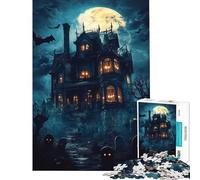 Puzzle de 1000 pièces Manoir hanté d'halloween Difficile et Stimulant Améliore la mémoire Décoration intérieure Jouet pour Les 14 Ans et Plus (38x26cm)