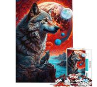 Puzzle de 1000 pièces Many Moons Lone Wolf Jeu de réflexion pour Adultes Cadeau Amusant pour Toute la Famille et Les Amis (38x52cm)