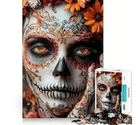 Puzzle de 1000 pièces Maquillage de crâne Mexicain pour Adolescents, Jeu de logique, léger et Relaxant, découpe précise, Cadeau Classique 38x26cm