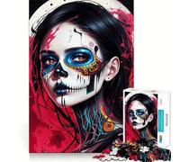 Puzzle de 1000 pièces Maquillage de crâne Mexicain pour Adolescents Jeu de logique Solide Découpe de précision pour Les vœux du Père Noël 50x75cm