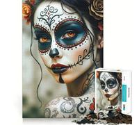 Puzzle de 1000 pièces Maquillage de crâne Mexicain pour Adolescents, Jouet de logique Stimulant, Cadeau raffiné et de qualité supérieure pour Toute la Famille 50x75cm