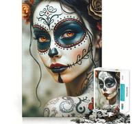 Puzzle de 1000 pièces Maquillage de crâne Mexicain pour Adultes, Un Casse-tête Relaxant et Amusant à Assembler, Une Belle Surprise 38x52cm