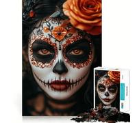 Puzzle de 1000 pièces Maquillage Tête de Mort Sucrée pour Adolescents, Jeu de logique et de Loisirs, Bords Fins, Cadeau spécial 38x26cm