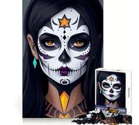 Puzzle de 1000 pièces Maquillage Tête de Mort Sucrée pour Adultes, Jeu de logique mentale Anti-Stress, découpe Ferme, Cadeau Original 38x26cm