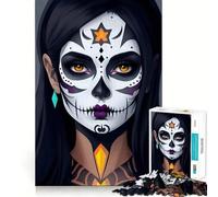 Puzzle de 1000 pièces Maquillage Tête de Mort Sucrée pour Adultes, Jeu de logique mentale Anti-Stress, découpe Ferme, Cadeau Original 38x26cm