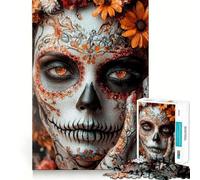 Puzzle de 1000 pièces Maquillage Tête de Mort Sucrée pour Adultes Jeu de réflexion Intelligent, Silencieux et Amusant Découpe précise Cadeau spécial 50x75cm
