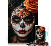 Puzzle de 1000 pièces Maquillage Tête de Mort Sucrée pour Adultes Jeu de réflexion Intelligent, Silencieux et Amusant Découpe précise Cadeau spécial 50x75cm