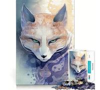 Puzzle de 1000 pièces Masque de Renard Kitsune Mystique pour Adolescents Stimule la mémoire, Anti-Stress, décoration Murale à Bords Nets (50x75cm)