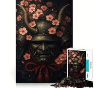 Puzzle de 1000 pièces Masque de samouraï et Fleurs de Cerisier pour Adolescents, idéal pour stimuler la mémoire et se détendre (38x26cm), Cadeau d'anniversaire de qualité supérieure