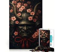 Puzzle de 1000 pièces Masque de samouraï et Fleurs de Cerisier pour Adultes, idéal pour développer sa mémoire et se détendre Pièce de Collection à Assembler (38x52cm)