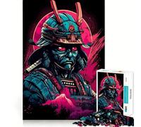 Puzzle de 1000 pièces Masque de samouraï synthwave pour Adolescents Jeu de réflexion et de création Collective Objet de Collection aux découpes nettes (50x75cm)