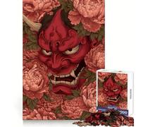 Puzzle de 1000 pièces Masque Hannya entouré de pivoines » pour Adolescents, Stimulant cognitif, idéal pour renforcer Les Liens familiaux, Surprise du Père Noël 38x26cm