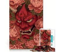 Puzzle de 1000 pièces Masque Hannya entouré de pivoines » pour Adolescents, Stimulant cognitif, idéal pour renforcer Les Liens familiaux, Surprise du Père Noël 38x26cm