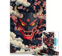 Puzzle de 1000 pièces Masque Oni et Fleurs de Cerisier pour Adultes, 1000 pièces, édition limitée Peaceful Time Tight Cut Santa Wish List (38x52cm)