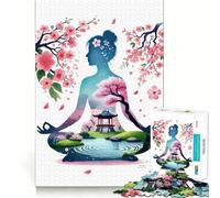 Puzzle de 1000 pièces Méditation Zen avec des Fleurs de Cerisier pour Adultes Jeu de mémoire de qualité Professionnelle Activité de découpage réconfortante à Partager (50x75cm)
