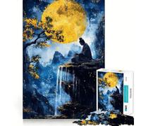 Puzzle de 1000 pièces Méditation Zen sous la Pleine Lune,Jeu cognitif Amusant,Structure à emboîter précise,activité de Partage et de complicité avec Les Proches (38x26cm)