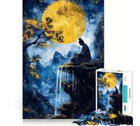 Puzzle de 1000 pièces Méditation Zen sous la Pleine Lune pour Adolescents Jeu de mémoire et de Concentration Qualité Professionnelle Activité relaxante de Groupe en intérieur (50x75cm)