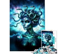 Puzzle de 1000 pièces Méduse avec Serpents et Peau de Galaxie Activités Amusantes à la Maison Défi Difficile Jouet Anti-Stress pour Les 14 Ans et Plus (38x52cm)
