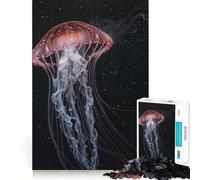 Puzzle de 1000 pièces Méduse céleste Ajustement Parfait Art Entraînement Mental Amusant Détente Jeu Cadeau de Noël apaisant (38x26cm)