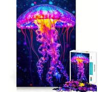 Puzzle de 1000 pièces Méduse néon pour Adolescents, améliore la mémoire, Passe-Temps Silencieux, Bords Nets, Cadeau d'anniversaire (50x75cm)