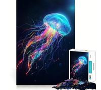 Puzzle de 1000 pièces Méduse néon pour Adolescents Jeu de réflexion Relaxant Cadeau de qualité supérieure (50x75cm)