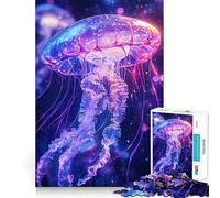Puzzle de 1000 pièces Méduse néon pour Adolescents Jeu de réflexion Relaxant Cadeau de qualité supérieure (38x52cm)