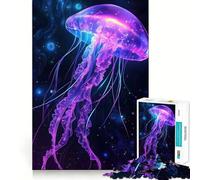 Puzzle de 1000 pièces Méduse néon pour Adultes et Adolescents, Jeu cérébral, Divertissement paisible, Bords Nets, Cadeau mémorable (50x75cm)