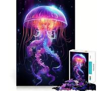 Puzzle de 1000 pièces Méduse néon pour Adultes, idéal pour développer la motricité Fine et se détendre, avec des Bords précis Un Cadeau Exquis (38x52cm)