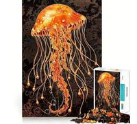 Puzzle de 1000 pièces Méduse Orange pour Adultes Améliore la mémoire et Le Plaisir de Jouer Ensemble Bords précis Cadeau saisonnier (38x26cm)
