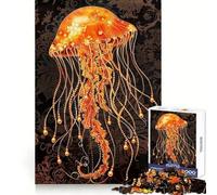 Puzzle de 1000 pièces Méduse Orange pour Adultes Améliore la mémoire et Le Plaisir de Jouer Ensemble Bords précis Cadeau saisonnier (38x26cm)