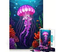 Puzzle de 1000 pièces Méduse Rose dans Un Paysage océanique pour Adolescents, idéal pour stimuler la mémoire, se divertir à la Maison et Offrir Un Joli Cadeau (50x75cm)