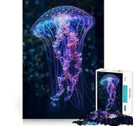 Puzzle de 1000 pièces Méduse Violette et Bleue Pièces nettes et découpées Jeu de réflexion Atelier Calme et Amusant Décoration de Noël (38x26cm)