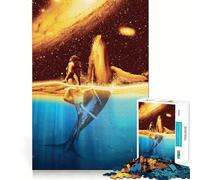 Puzzle de 1000 pièces Mer et Galaxie pour Adultes Jeu de mémoire, Anti-Stress, à Assembler Idée Cadeau de Noël (38x26cm)