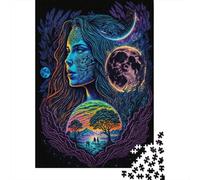 Puzzle de 1000 pièces Mère Terre avec lumière noire pour adultes et adolescents, puzzle en bois, jeu éducatif, défi, jouet, cadeaux d'anniversaire, 1000 pièces (75 x 50 cm)
