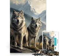 Puzzle de 1000 pièces Meute de Loups dans Un Paysage de Montagne pour Adultes,Jeu Stimulant l'esprit,découpe Laser pour Un Assemblage Parfait,activité Amusante en Famille Le Soir (38x52cm)