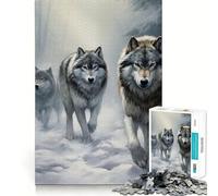Puzzle de 1000 pièces Meute de Loups dans Une forêt enneigée pour Adultes Exercice cérébral Amusant Pièces Robustes et nettes Activité apaisante pour Une Pause mentale (50x75cm)
