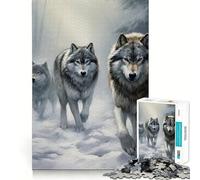 Puzzle de 1000 pièces Meute de Loups dans Une forêt enneigée pour Adultes Jeu de mémoire Amusant,découpe Experte,activité relaxante à Faire en Groupe à l’intérieur (38x52cm)
