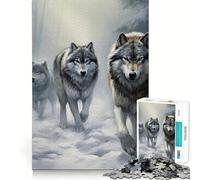Puzzle de 1000 pièces Meute de Loups dans Une forêt enneigée pour Adultes,Jeu Stimulant l'esprit,pièces précises et sans Couture,activité relaxante à Faire en Groupe à l'intérieur (38x26cm)